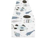 Hand drawn space elements space rocket star planet Table Runner