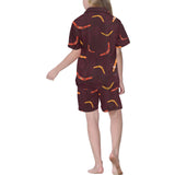 Boomerang Australian aboriginal ornament circle bl Kids' Boys' Girls' V-Neck Short Pajama Set