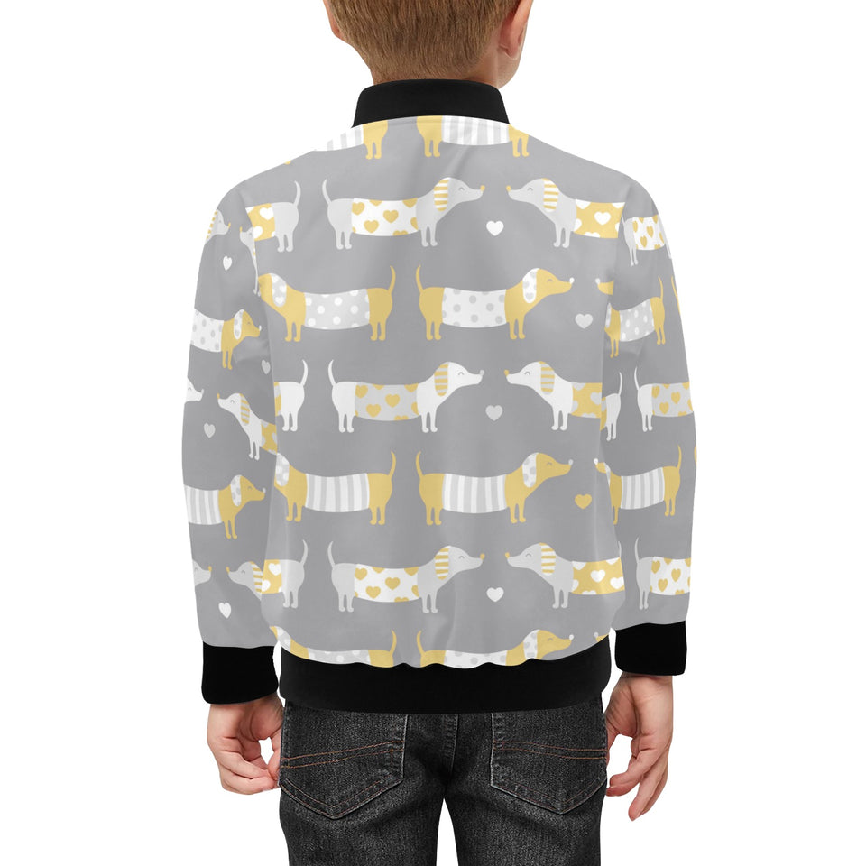 Cute dachshund dog pattern Kids' Boys' Girls' Bomber Jacket