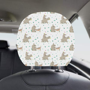 Cute Rhino pattern background Car Headrest Cover