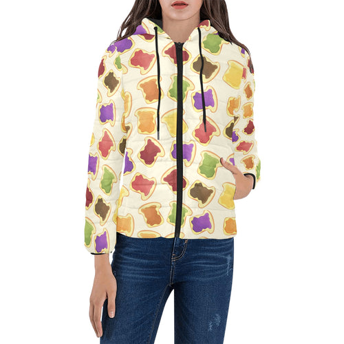 Bread Toast Pattern Print Design 02 Women's Padded Hooded Jacket