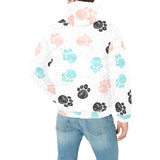 Dog Paws Pattern Print Design 04 Men's Padded Hooded Jacket