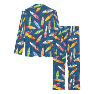 Surfboard Pattern Print Design 01 Women's Long Pajama Set