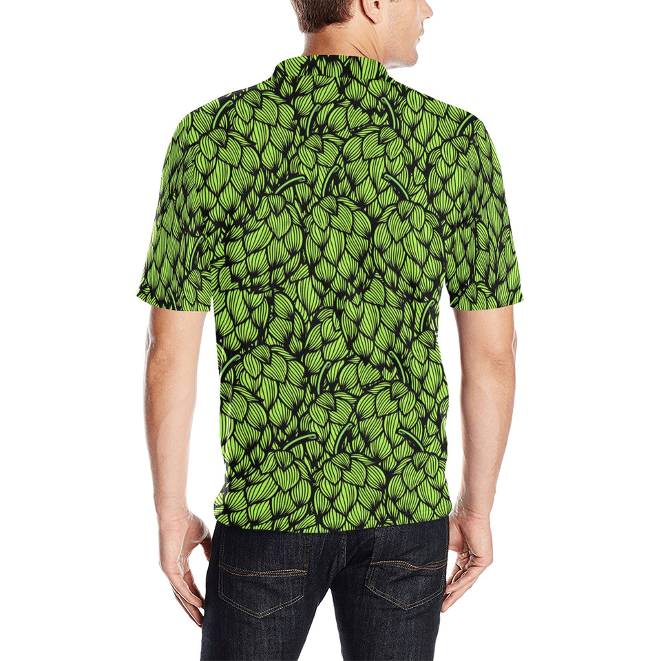 Green hop pattern Men's All Over Print Polo Shirt