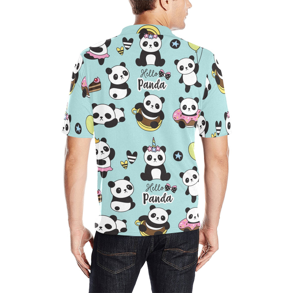 Cute baby panda pattern Men's All Over Print Polo Shirt
