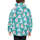 Cute sailboat pattern Kids' Boys' Girls' Padded Hooded Jacket