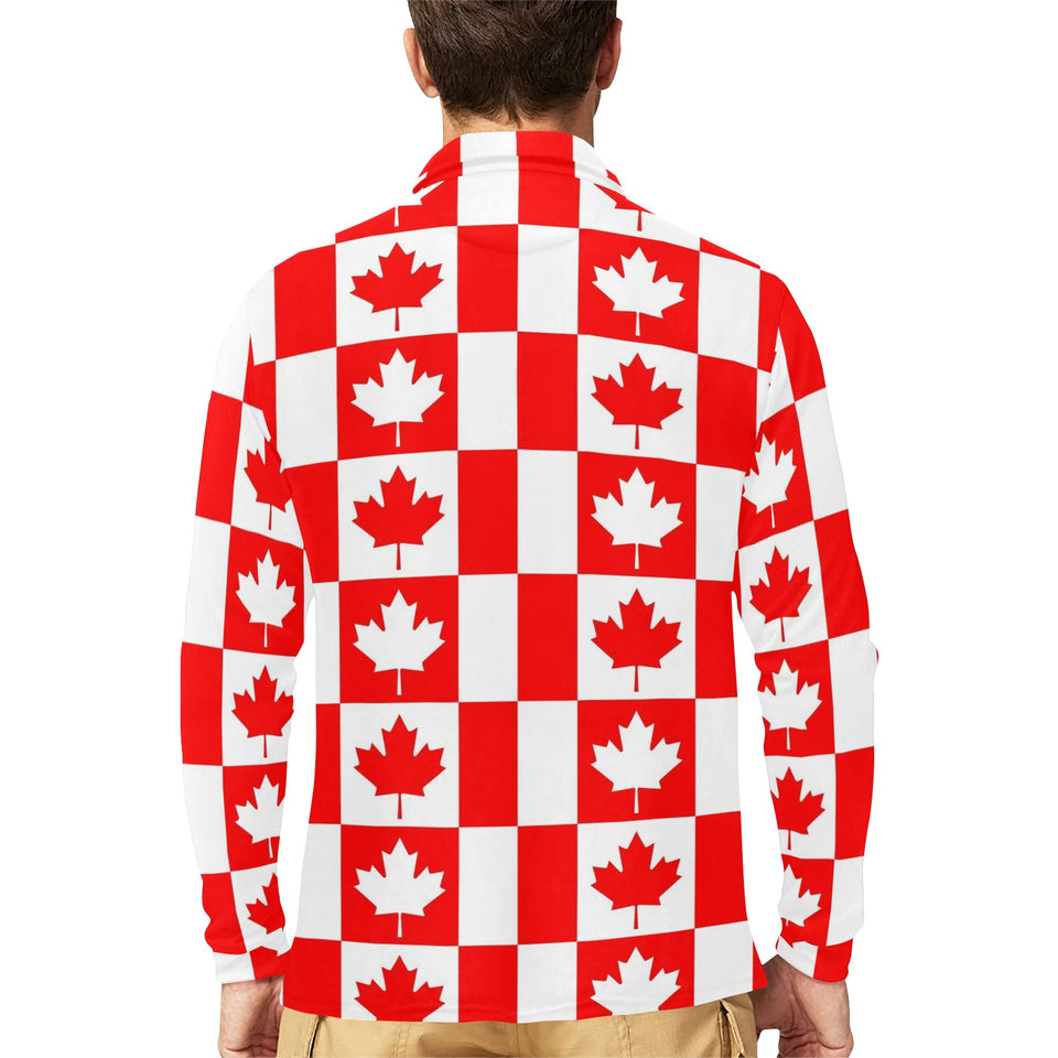 Canada Pattern Print Design 05 Men's Long Sleeve Polo Shirt