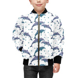 Dolphins pattern dotted background Kids' Boys' Girls' Bomber Jacket