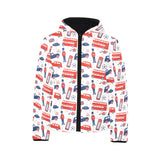 British Pattern Print Design 03 Kids' Boys' Girls' Padded Hooded Jacket