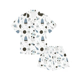 Hand drawn space elements space rocket star planet Kids' Boys' Girls' V-Neck Short Pajama Set