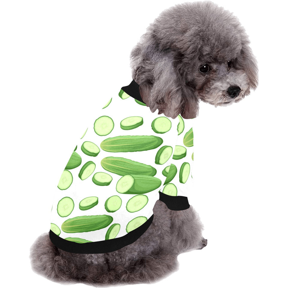 cucumber whole slices pattern All Over Print Pet Dog Round Neck Fuzzy Shirt