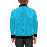Airplane destinations blue background Kids' Boys' Girls' Bomber Jacket