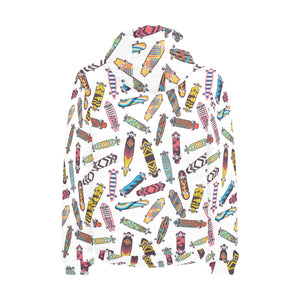 Skate Board Pattern Print Design 05 Men's Padded Hooded Jacket