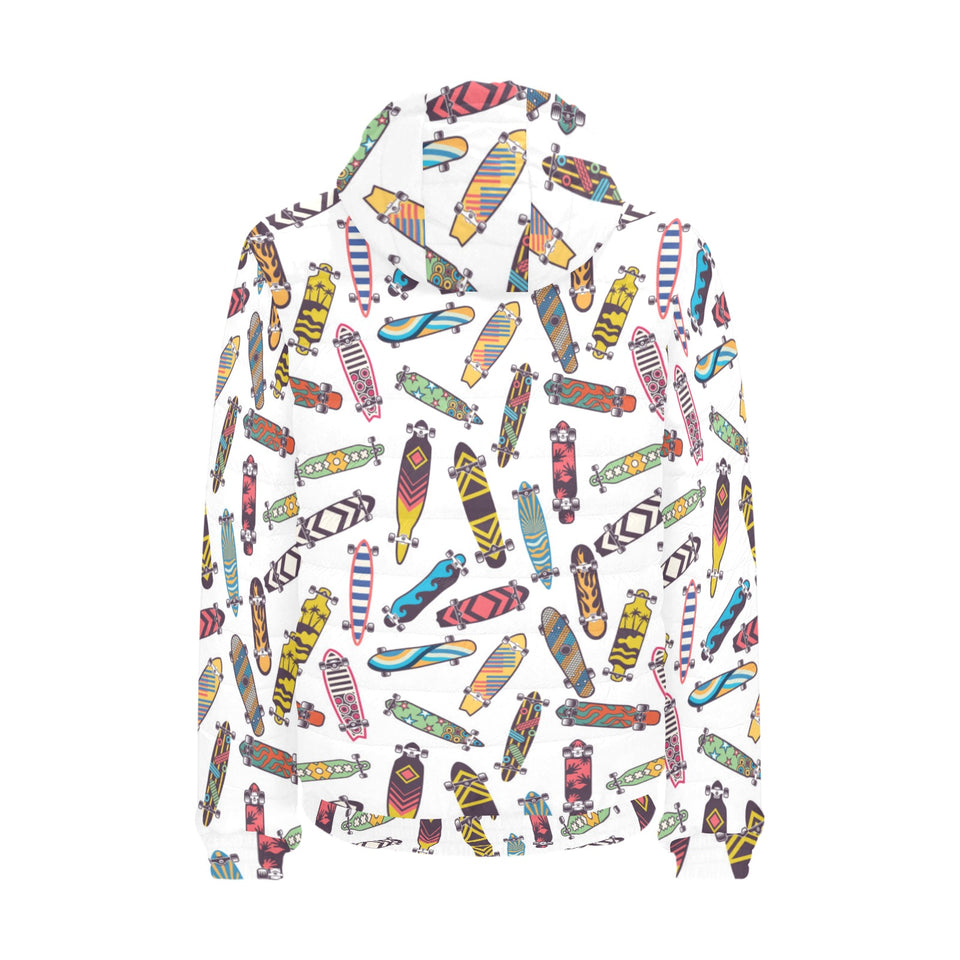 Skate Board Pattern Print Design 05 Men's Padded Hooded Jacket