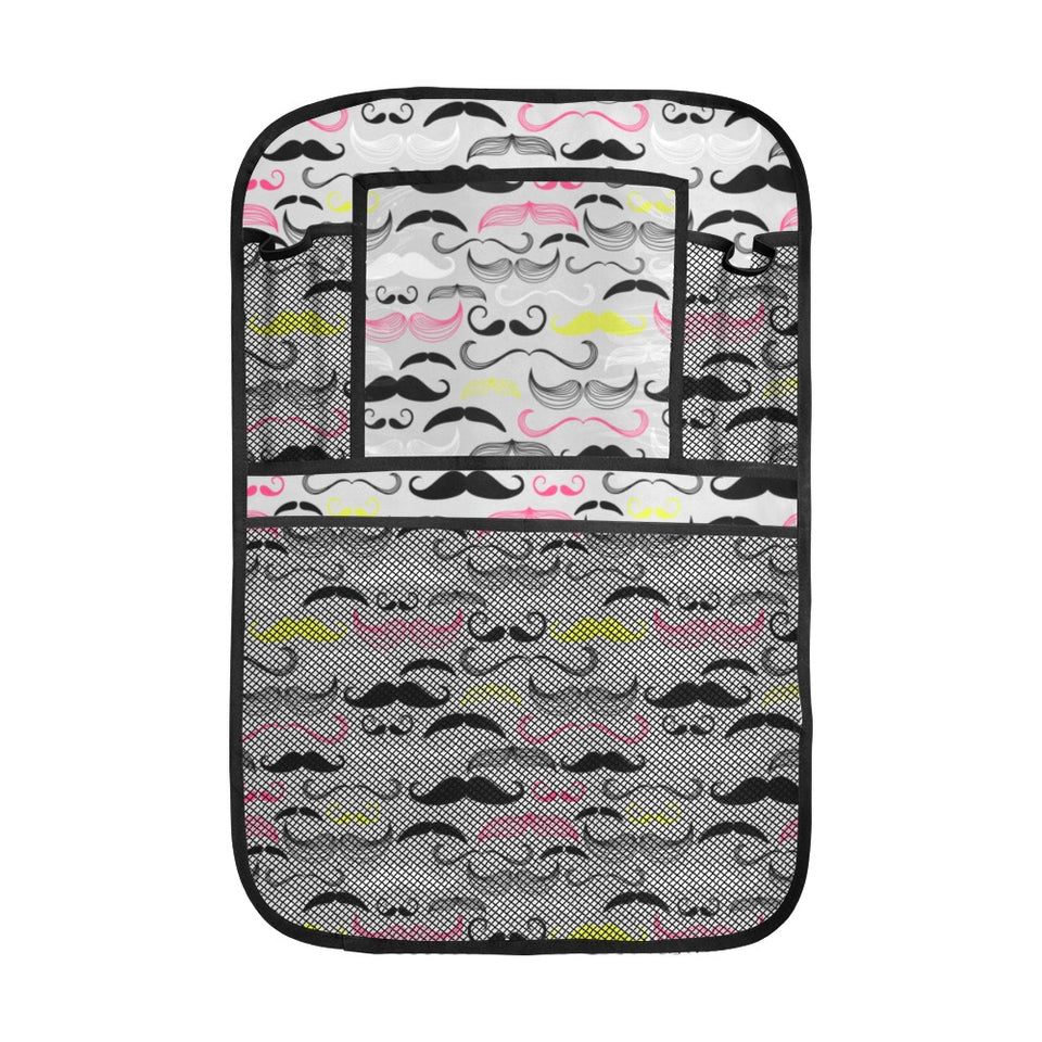 Mustache Beard Pattern Print Design 02 Car Seat Back Organizer