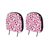pink sketch tulip pattern Car Headrest Cover