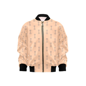 Engine Piston Cream Background Pattern Design 04 Kids' Boys' Girls' Bomber Jacket