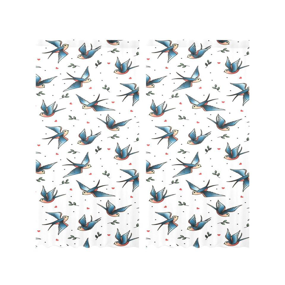 Swallow Pattern Print Design 04 Gauze Curtain