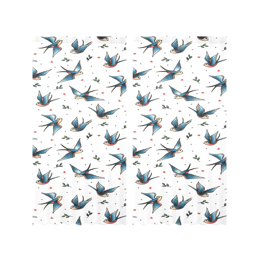 Swallow Pattern Print Design 04 Gauze Curtain