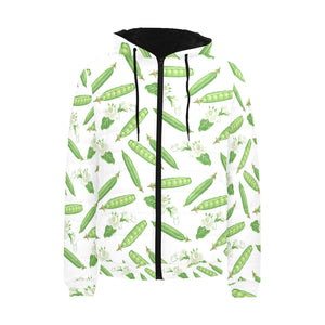 Green Peas Pattern Print Design 04 Men's Padded Hooded Jacket