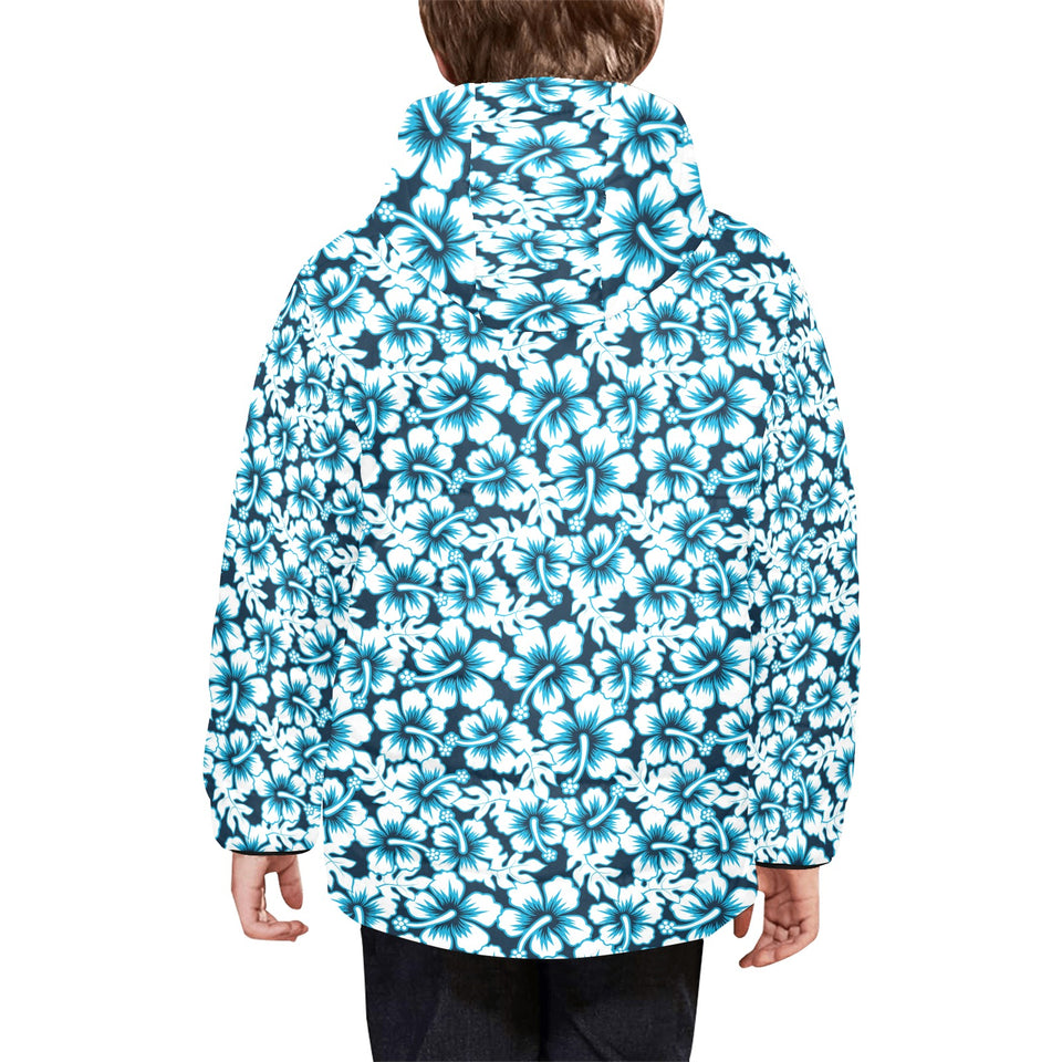 Hibiscus Pattern Print Design 04 Kids' Boys' Girls' Padded Hooded Jacket