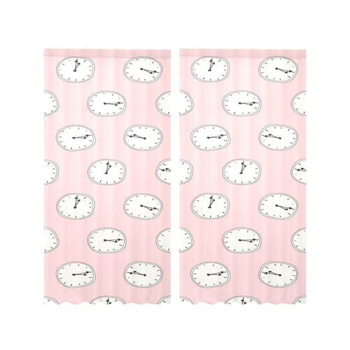 Clock pattern pink blackground Gauze Curtain