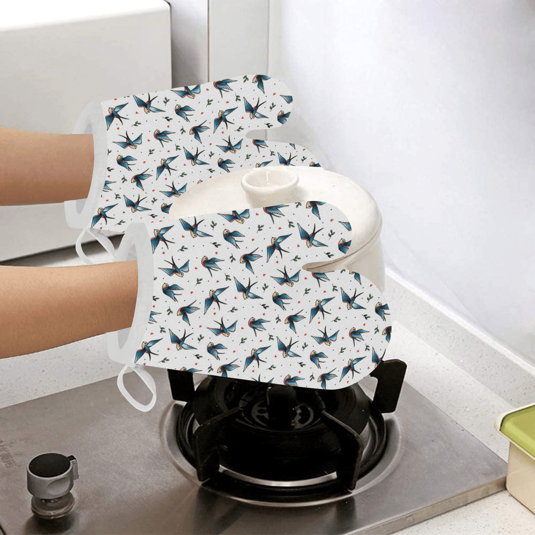 Swallow Pattern Print Design 04 Heat Resistant Oven Mitts