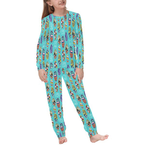 Surfboard Pattern Print Design 05 Kids' Boys' Girls' All Over Print Pajama Set