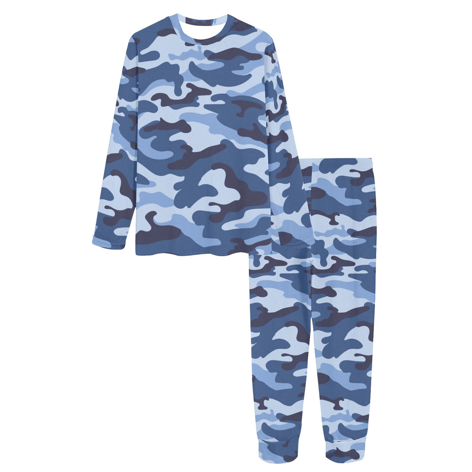 Blue camouflage pattern Women's All Over Print Pajama Set