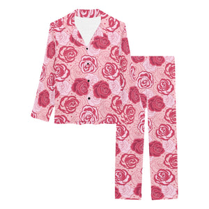Rose Pattern Print Design 02 Women's Long Pajama Set