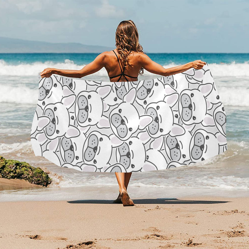 Cute french bulldog head pattern Beach Towel
