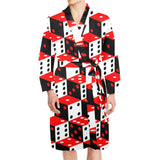 Dice Pattern Print Design 02 Men's Long Sleeve Belted Night Robe