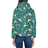 Kangaroo leaves pattern Women's Padded Hooded Jacket