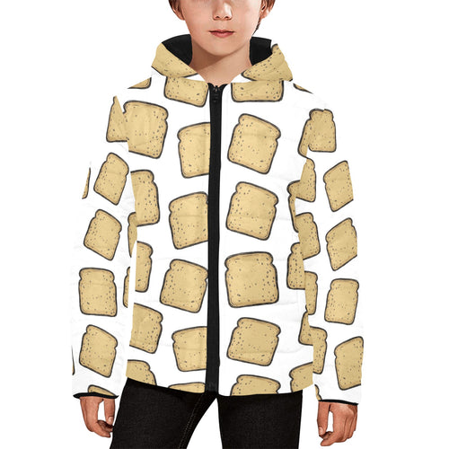 Bread Toast Pattern Print Design 03 Kids' Boys' Girls' Padded Hooded Jacket