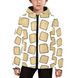 Bread Toast Pattern Print Design 03 Kids' Boys' Girls' Padded Hooded Jacket