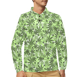 Canabis Marijuana Weed Pattern Print Design 01 Men's Long Sleeve Polo Shirt