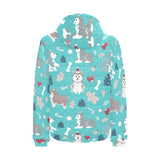 Christmas cute siberian husky puppie pattern Men's Padded Hooded Jacket
