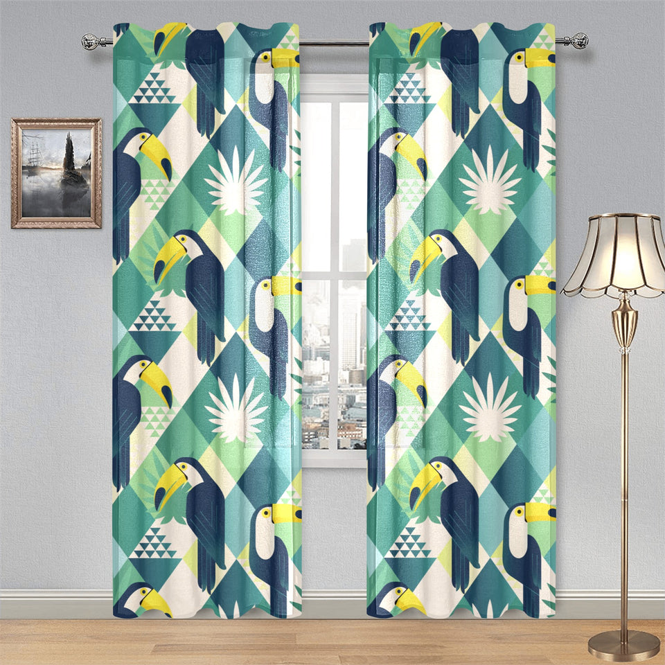 Toucan tropical leaves design pattern Gauze Curtain