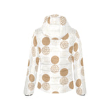 Gold Texture mushroom pattern Women's Padded Hooded Jacket