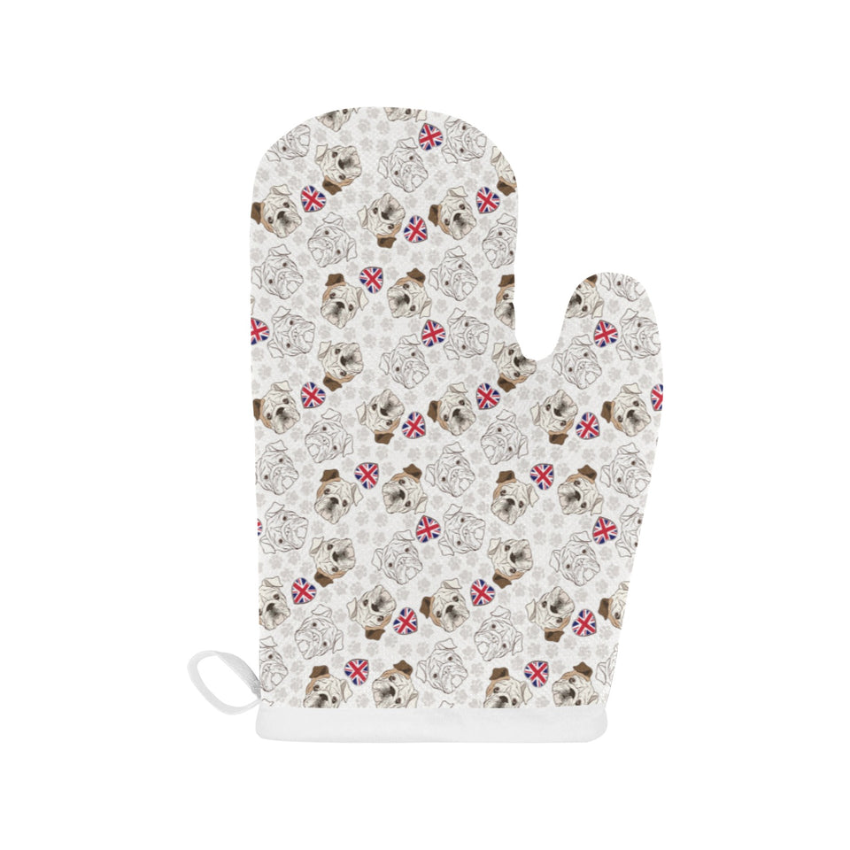 English Bulldog Pattern Print Design 01 Heat Resistant Oven Mitts