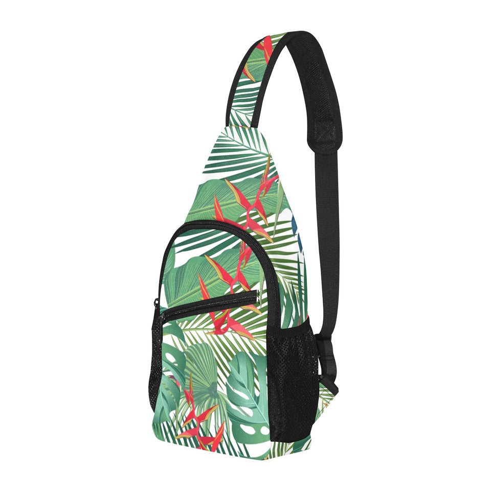 heliconia palm and monstera leaves pattern All Over Print Chest Bag