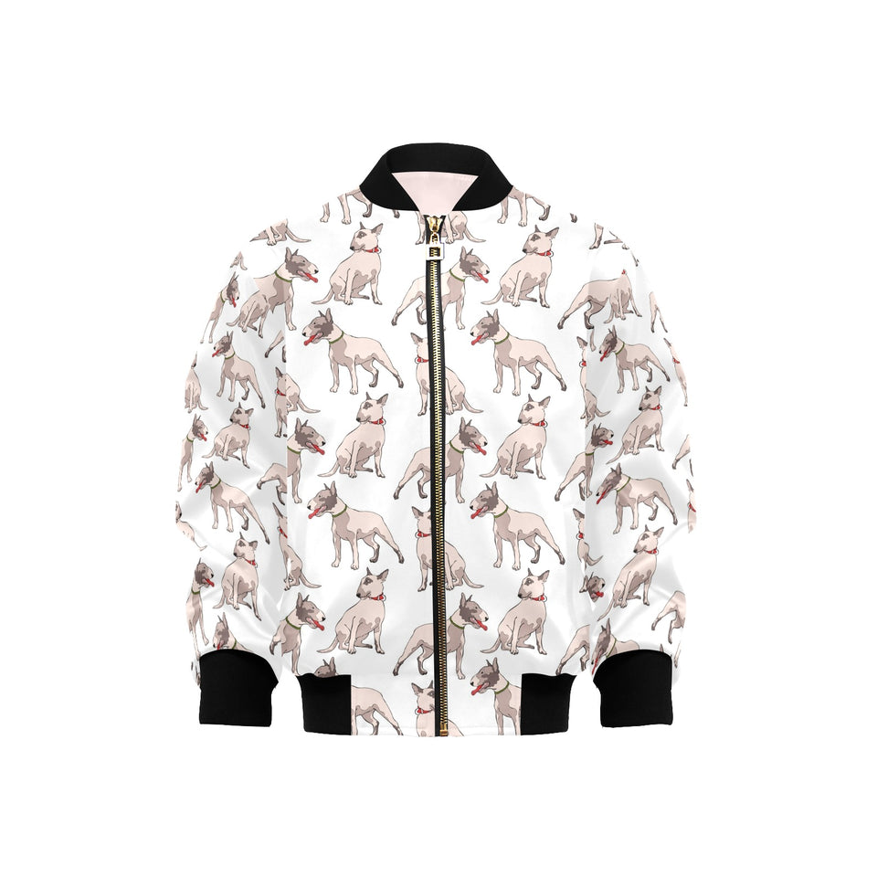 Bull Terrier Pattern Print Design 04 Kids' Boys' Girls' Bomber Jacket