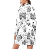 Hand drawn french fries pattern Women's Long Sleeve Belted Night Robe