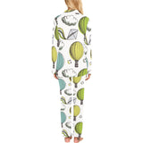 Hot Air Balloon Bird Cloud Pattern Women's Long Pajama Set