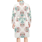 Square floral indian flower pattern Men's Long Sleeve Belted Night Robe