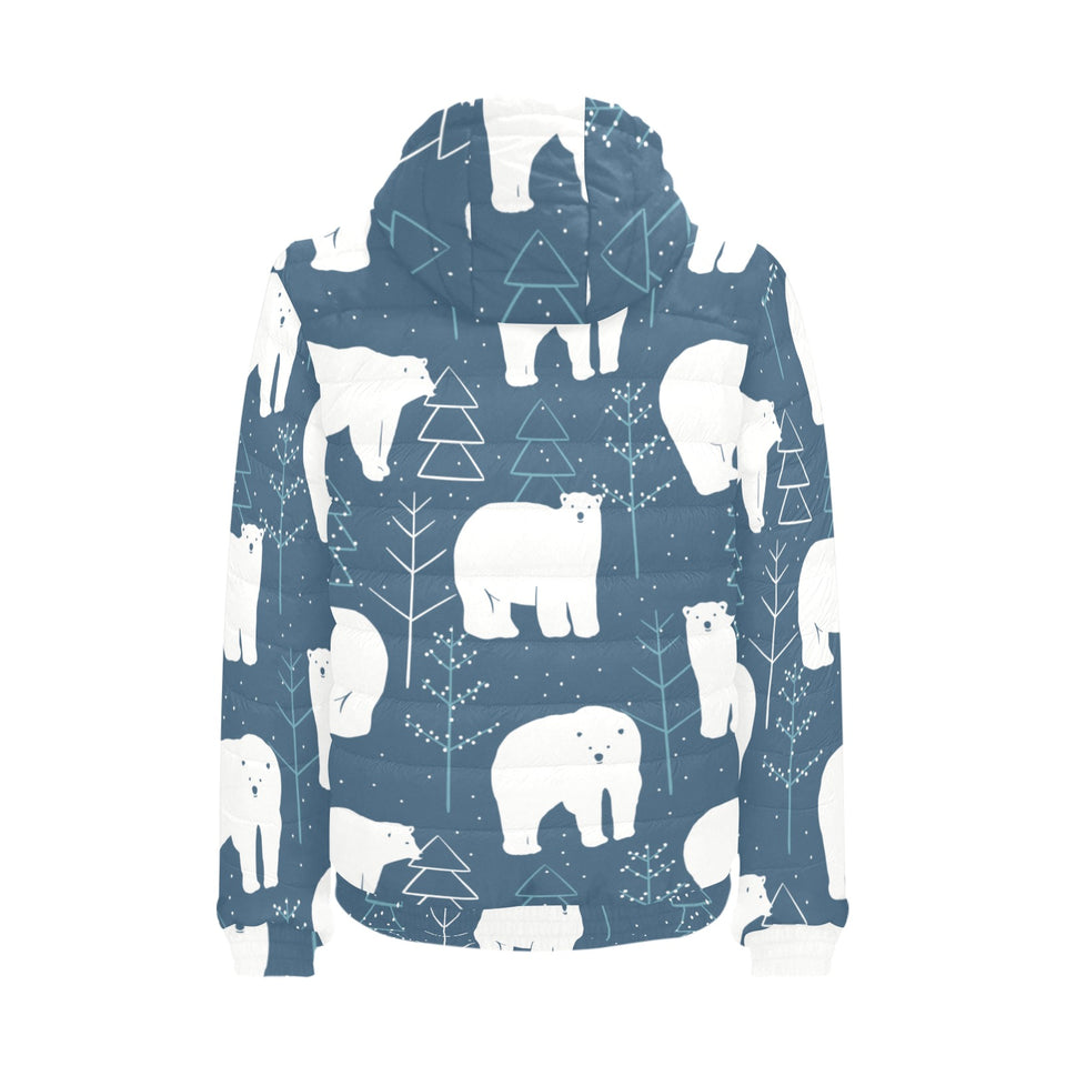 polar bear mother her child pattern Men's Padded Hooded Jacket