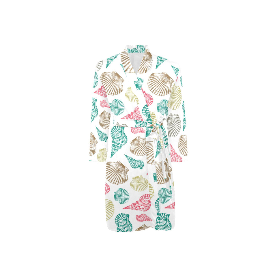 Colorful shell pattern Men's Long Sleeve Belted Night Robe