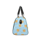 Brown cute pomeranian blue blackground Travel Bag