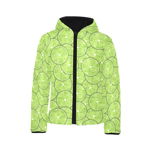 Slices of Lime pattern Kids' Boys' Girls' Padded Hooded Jacket