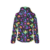 Colorful halloween background Women's Padded Hooded Jacket